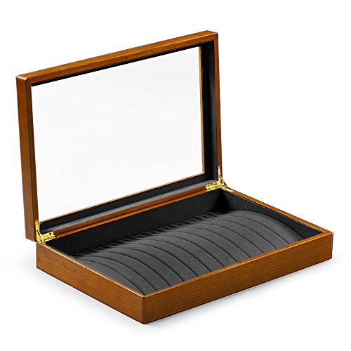 Oirlv Solid Wooden Necklace/Bracelet/Pendant Jewelry Organizer Box 13 Lattice Necklace Showcase Display Holder - size: Grey Necklace/Long chain Box