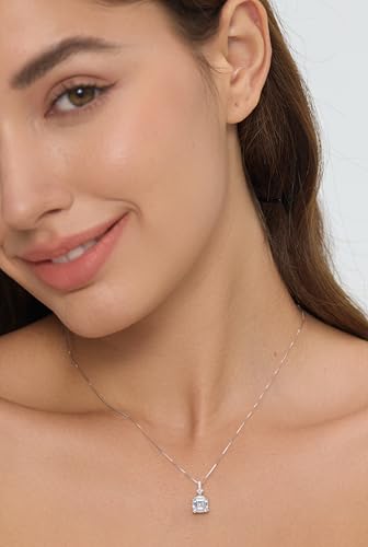 Michooyel S925 2ct Cubic Zirconia/Morganite Asscher Cut Pendant Necklace Sterling Silver Gemstone Necklace for Women - color: Cubic Zirconia