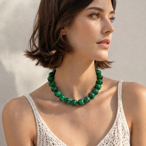 Chunky Beaded Necklace for Women, Colorful Trendy Statement Summer Jewelry Gift - color: necklace-21