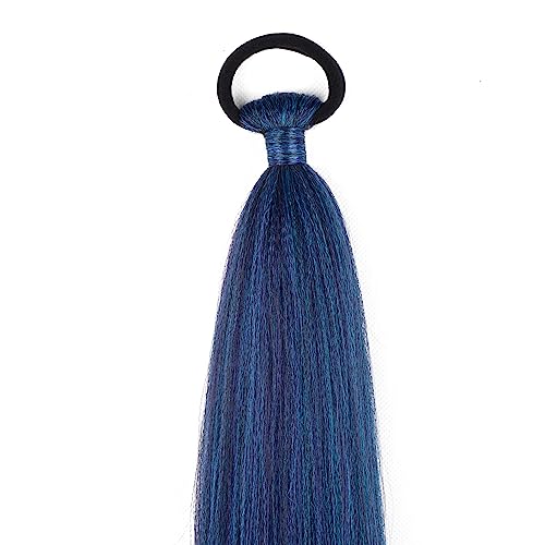LyoRuSi Blue Gradient Braid Ponytail Extension 26'' Braid Hair Extensions | Ponytail Extension with Hair Tie Straight Sleek Wrap Around Braid Hair Extensions Ponytail Natural Soft Synthetic Hairpiece - color: Blue gradient#（Black/Blue/Light Blue）, size: 2