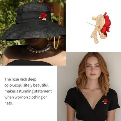 A set of two crystal red rose brooches, featuring elegant enamel floral brooches set with synthetic crystals. This stylish accessory perfectly complements parties, balls, weddings, Valentine's Day gifts, and other occasions, making it an ideal gift for wo