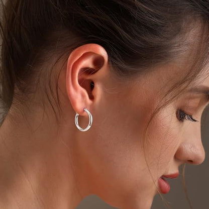 Charmsy 925 Sterling Silver Hoop Earrings | Lightweight Italian 2.5mm Tube Diamond-Cut Round Classic Hoops Earring for Women | Size 15/20/25/30/35/40/50/60/70mm | Small Medium Large - color: Classic, size: 20 MM