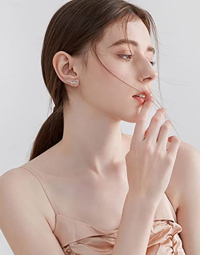Sterling Silver Cartilage Earrings for Women - Girls Climber S925 Sterling Silver with 14k White Gold Plated Hypoallergenic Minimalist Ear Cuff Crawler Wrap Earrings Piercing Simple Sparkling Jewelry Birthday Gifts for Women Girls