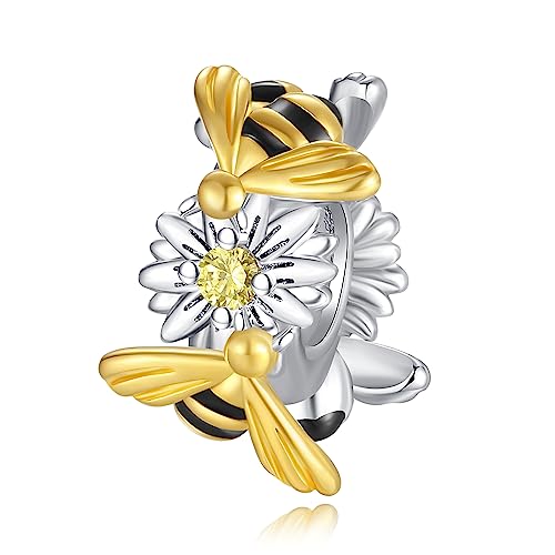 Annmors S925 Clip Spacer Safety Chain Stopper Charms for Pandora, Gift Mom Daughter Friend Sister Wife Grandma Girlfriend Fmaily On Christmas Mothers Valentines Halloween Graduation - color: F02-Gold Bee Stopper