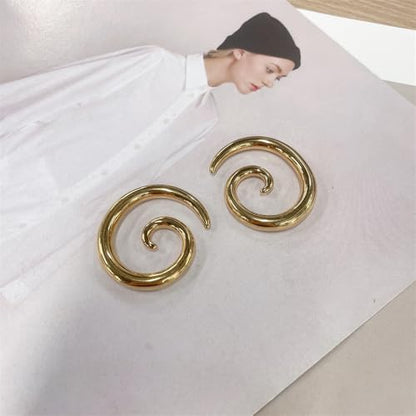 2PCS Spiral Snail Stainless Steel Gold Plated Ear Tapers Plugs Tunnels Expander Hanger Gauges Earrings Stretching Body Piercings Fashion Jewelry for Women Men - size: 8g(3mm)