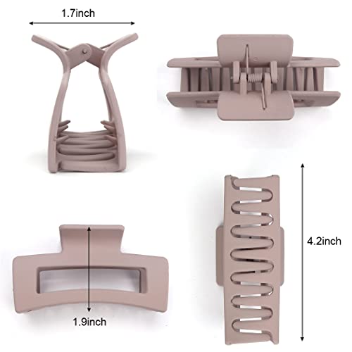 Canitor Matte Rectangular Banana Hair Clips for Thick Hair - 4 PCS Non-slip Design Jaw Clips and Barrettes for Women - color: black, khaki, dark gray, light gray