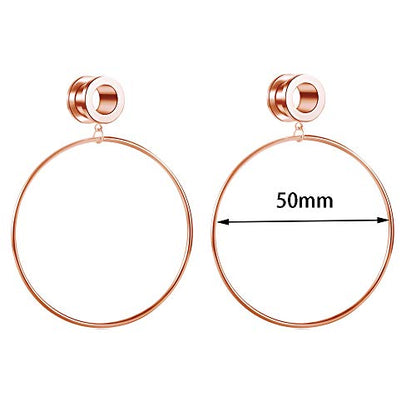 TIANCI FBYJS 3 Pairs Surgical Steel Ear Tunnels Rose Gold Large Hoop Ear Plugs Expander Dangle Gauges Stretcher Piercing… - style: 10mm=00g