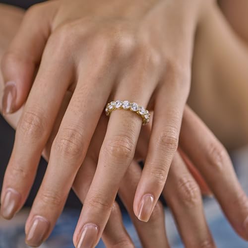 LUCA SMITH 14K Gold Filled Eternity Ring for Women - Wedding & Promise & Engagement Band Rings - Stackable Gold Rings Round Cubic Zirconia Jewelry - Tarnish Free Perfect for Sensitive Skin
