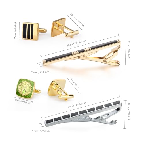 wynameleri Cufflink and Tie Clip Set for Men, 12 PCS Necktie Bars and Cuff Links Formal Business Dress Shirts Buttons Case Packed - color: B0408041