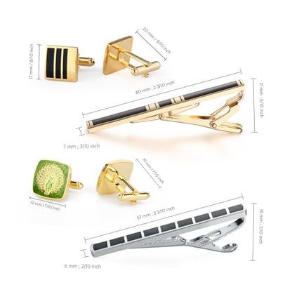 wynameleri Cufflink and Tie Clip Set for Men, 12 PCS Necktie Bars and Cuff Links Formal Business Dress Shirts Buttons Case Packed - color: B0408041