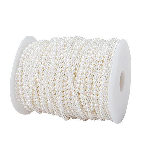 4mm Crafts Faux Pearl Beads Garland Pearl Bead Roll Strand of Pearls to Decorate Floral Centerpieces Wedding Party Favor Christmas Tree(131 Feet Ivory) - color: Ivory, size: 4 mm