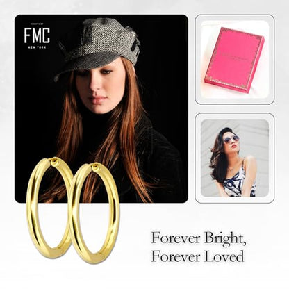 18K Gold Plated Sterling Silver Earrings for Women – Pure & Polished, Twist, Square, Hinged Tube, Abstract & Heart Shape Hoops – Lightweight, Hypoallergenic, Non-Tarnish Jewelry (Sizes: 3x35mm-46x30mm) - color: Gold, size: Hinged Tube (5x45mm)