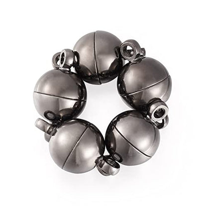 Craftdady 20 Sets Black Round Magnetic Clasps 14.5x8mm Magnet Converters Locking Clasps for Jewelry Bracelet Necklace Making Hole:1.6mm - color: GunMetal