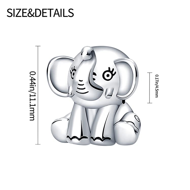 LIGHTDOG 925 Sterling Silver Charms for Bracelets Necklaces Dangle Pendants Beads Charms Fits Pandora Charms Bracelets Jewelry Holidays Gift for Women - style: Long Nose Elephant Charm