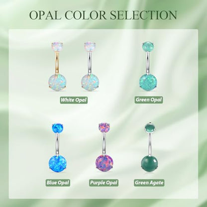 FUNLMO 14G Belly Button Ring Titanium Belly Button Piercing Belly Ring Internally Threaded Navel Piercing Jewelry - color: Silver-Purple Opal