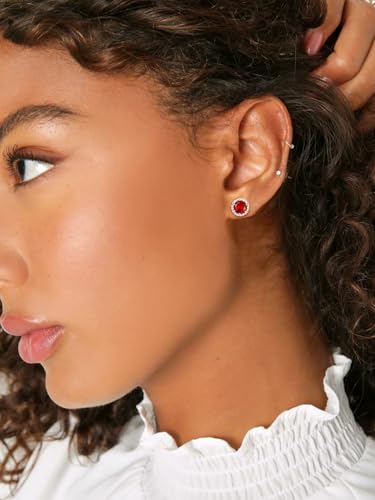 FindChic Birthstone Earrings for Women, Round/Heart/Square/Teardrop Earrings with 925 Sterling Silver Posts & Push Backs, Hypoallergenic Studs with Cubic Zirconia, 12 Months Jewelry with Gift Box - style: 11. November-Yellow Topaz (Round)