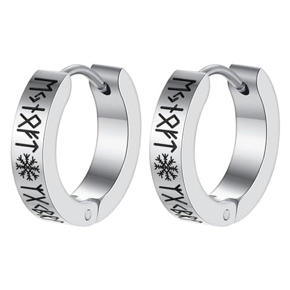 Aroncent 2-8Pcs Womens Mens Huggie Hoop Triangle Earrings Viking Runes Stainless Steel Ear Stud Novelty Black/Gold/Silver - color: Sliver