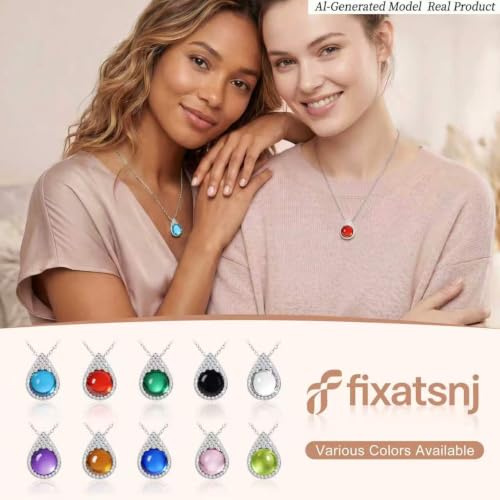 Women Trendy Faux Crystal Pendant Necklace 18K Gold/Silver Plated | CZ Halo Teardrop Drop Pendant Necklace Lightweight Fashion Jewelry Set Stackable For Wedding Daily Wear - color: Amber