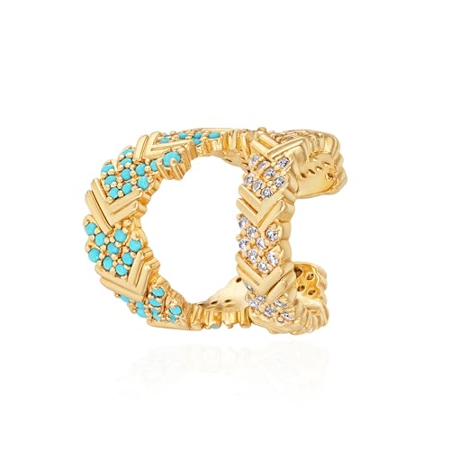 Gold Ear Cuff Earring for Women 14K Gold Plated Cubic Zirconia Non-Pierced Clip on Cartilage Chunky Ear Cuffs Hypoallergenic Jewelry - style: tur v