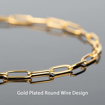 Gold Chain 16.4 Feet 4mm Oval Paperclip Stainless Steel Chain Link Cable Necklace Chains Bulk with Lobster Clasps and Jump Rings for Women Bracelet DIY Jewelry Making - color: Gold