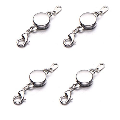 Zpsolution Locking Magnetic Jewelry Clasp Magnetic Necklace Clasps and Closures Bracelet Extender for Jewelry Making - color: Round 4pcs Silver