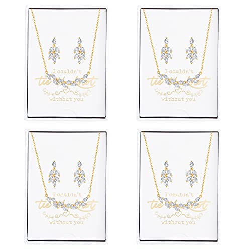 DHQH Bridesmaid Earrings Necklace Set Proposal Gifts Set for Women Leaf Pendant Necklace set of 4/6 Wedding Jewelry - color: new gold-4