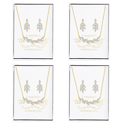 DHQH Bridesmaid Earrings Necklace Set Proposal Gifts Set for Women Leaf Pendant Necklace set of 4/6 Wedding Jewelry - color: new gold-4