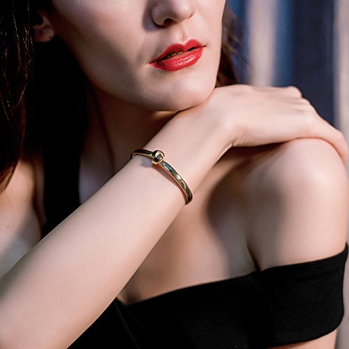 Gold Silver Cuff Bracelet for Women, 14K Gold Plated 316L Stainless Steel Knot Tie Bangle Cuff Chunky Bracelets for Lady - color: Gold