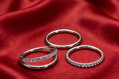 16G 18G 6mm 8mm 10mm Hinged Clicker Segment CZ Twisted Clicker Nose Rings Hoop Helix Cartilage Daith Tragus Sleeper Earrings Body Piercing for Women Men - style: 18G - 10mm - 3Pcs Steel - 2 Layer)