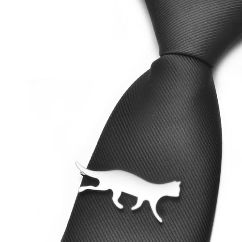 Christmas Tie Clips for Men 14k Gold Plated Silver Tie Pins with Cute Animal Deer/Lion/Dog/Cat Tie Bars Necktie Suit Tie Accessories Jewelry - style: Sliver Cat Tie Clip