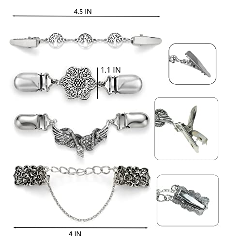 YunZh Sweater Clips Retro Cardigan Clip Shawl Clips Dresses Cinch Clip for Women Girls - color: A-Silver