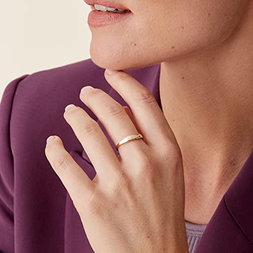 PAVOI 14K Gold Plated Chunky Signet Ring for Women | Women's Stackable Bands - color: Yellow Gold, size: 6
