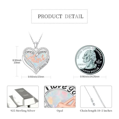 925 Sterling Silver Necklace Gifts for Women Crystal/Opal Jewelry Pendant Christmas Birthday Gift - style: Opal-Aunt
