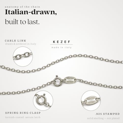 KEZEF 18K Gold Plated 925 Sterling Silver Box Chain Necklace for Women, 1mm Thin & Sturdy Italian Chain Necklace, Rose Gold & Silver Available, 15/16/18/20/22/24/30 Inch - color: Sterling Silver, size: 30 Inch