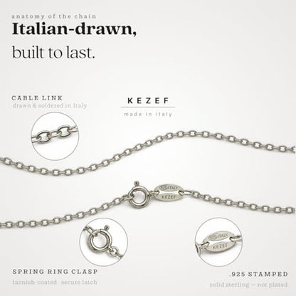 KEZEF 18K Gold Plated 925 Sterling Silver Box Chain Necklace for Women, 1mm Thin & Sturdy Italian Chain Necklace, Rose Gold & Silver Available, 15/16/18/20/22/24/30 Inch - color: Sterling Silver, size: 16 Inch