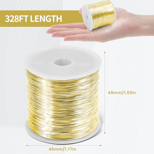 26 Gauge Tarnish Resistant Copper Wire 328ft for Jewelry Wire（Gold） | (0.4mm X 100m) durable craft copper wire, ideal for handmade ornaments design and various DIY handcraft projects - color: Gold