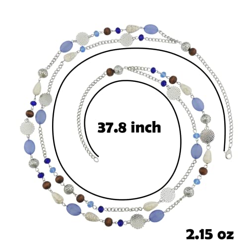 Bocar Long Necklaces for Women Trendy, Boho Layered Crystal Beaded Collar Necklaces for Women, Fashion Statement Necklaces Jewelry - color: Airy blue