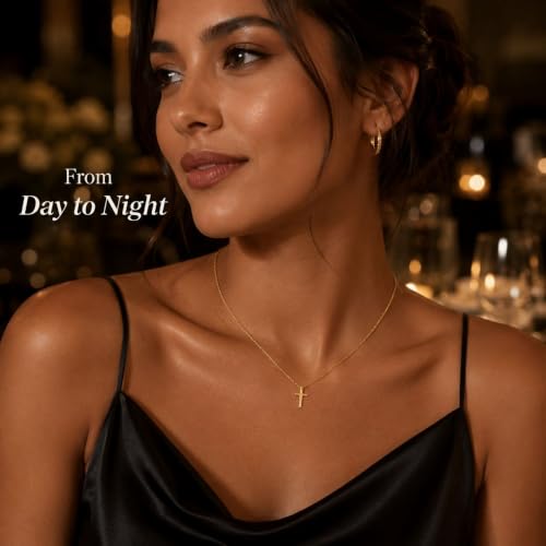 Gold Neklace Stack Dainty Gold Herringbone Necklace for Women Layered Paperclip Chain Necklaces Rhinestone Drop Simple Jewelry Gifts for Women - color: A1:cross