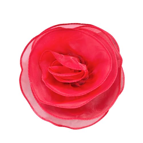 10inch Extra Large Flower Brooch Pin for Women Fashion Dainty Organza Satin Fabric Big Camellia Brooches Lapel Pins Wedding Dance Party Dress Accessories Exaggerated Jewelry Gift - color: 6 inch Red