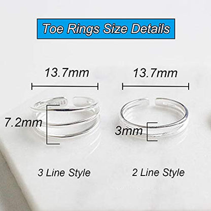 925 Sterling Silver Open Cuff Toe Ring for Women Adjustable Pinky Ring Band Size 2-4… - color: Style B