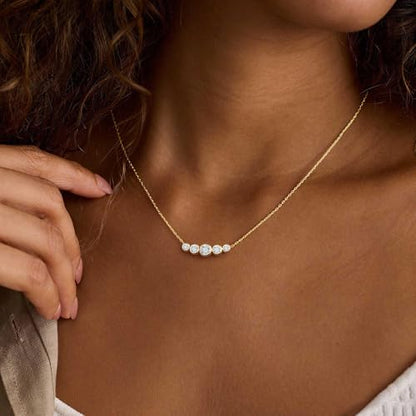 Turandoss Cubic Zirconia Necklace for Women, 14K Gold Plated Necklace | Gold Choker Necklace for Women, Trendy CZ Pearl Necklace, Simple Wedding Prom Jewelry, Bridesmaids Gifts - color: 5 Round Zircon