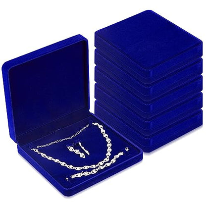 6 Pcs Velvet Jewelry Set Box Jewelry Display Case Earring Ring Bracelet Necklace Gift Box Pearl Necklace Storage Case for Mother's Day Wedding Travel Anniversary(Royalblue) - color: Royalblue
