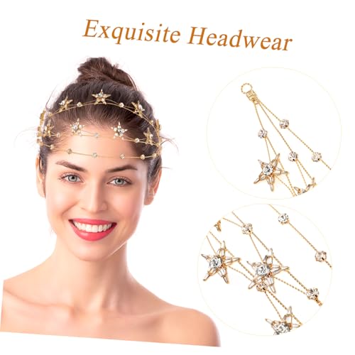 Beaupretty Bling Rhinestone Star Crown, Star Crystal Tiara and Crown Bridal Headpiece Alloy Hairband Wedding Jewelry for Women Girls, Golden - color: Golden
