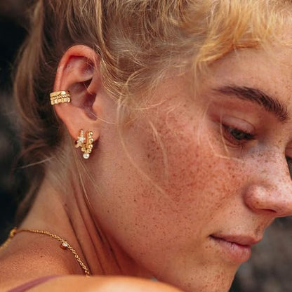 MYEARS Women Earrings Gold Huggie Hoop 14K Small Simple Hypoallergenic Everyday Jewelry - style: Ball & Pearl Dangle