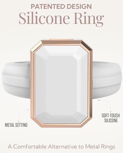 Rinfit Emerald Silicone Ring with Stainless Steel Frame - color: Pack E - White / Metal Rose Gold