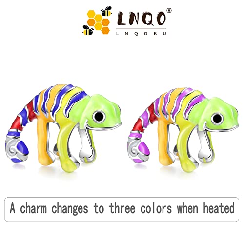 LNQOBU 925 Sterling Silver Charms Color-changing Chameleon Dangle Charm Beads Glow in the Dark Charme fits Pandora Bracelets and Necklace Jewelry Gift for Women - style: B-Chameleon charm