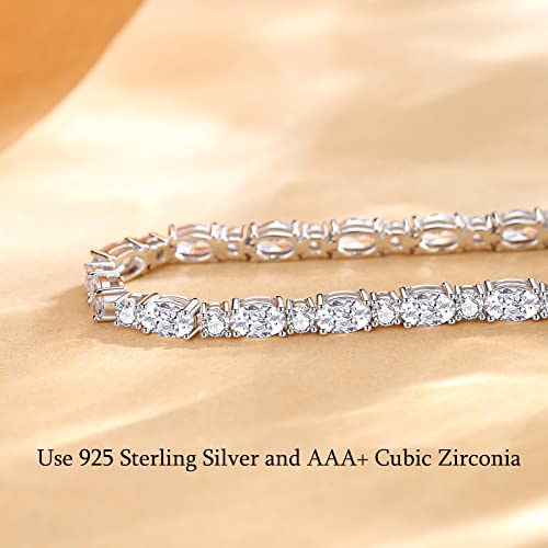 FANCIME Glamour Radiance Sterling Silver Birthstone Tennis Bracelets 7" | Charm Fine Jewelry Birthday Gifts for Women - color: Cubic Zirconia