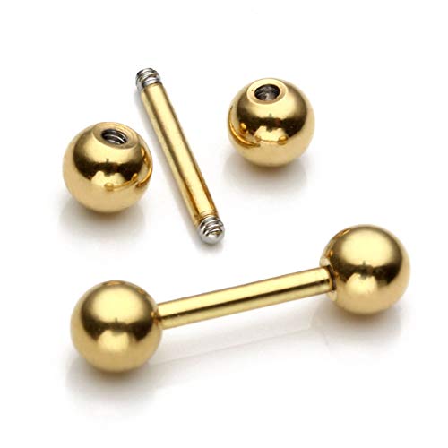 Zysta 4 Pairs Stainless Steel 14/16G Mixed Colors Body Piercing Barbells 6-16mm Post Studs Earring NippleTongue Helix Tragus Cartilage Labret Medusa Lip Eyebrow Straight Bar Ball Screw … - color: 4mm Ball,8mm Post