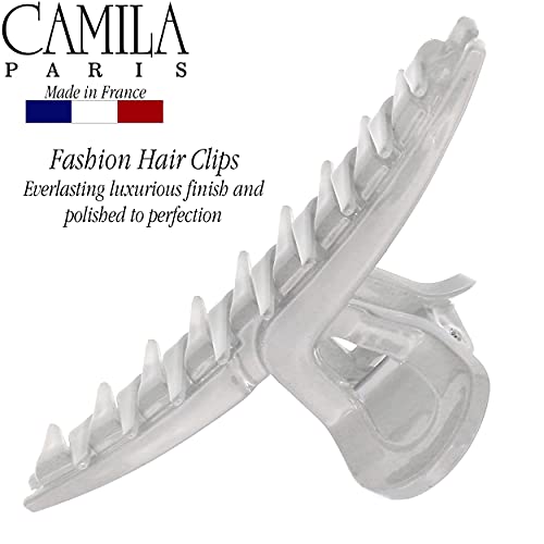 Camila Paris CP3230 French Hair Clip for Women, Narrow, Strong Hold Grip Double Teeth Girls Hair Claw Clips Jaw, Fashion Durable Styling Hair Accessories for Women, Made in France - color: Gray 3.25"