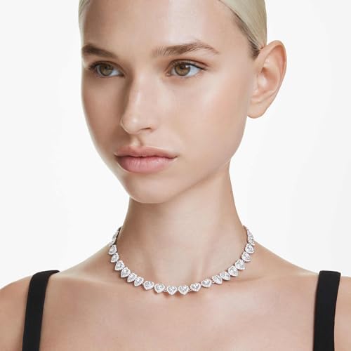 Swarovski Ariana Grande Collection, Clear Crystal & Pearls, Rhodium Finish, Necklaces, Earrings and Bracelets - color: All Around Heart Necklace
